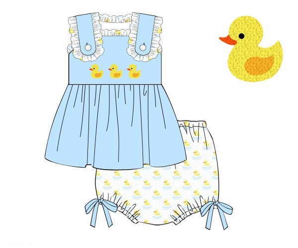 PREORDER 45: RERUNS - French Knot Rubber Ducks Girl Diaper Set