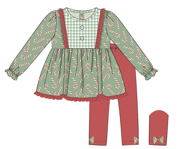 PREORDER 56: CHRISTMAS PT 2 - Christmas 2 Girls Only - Candy Cane Christmas Girl Pant Set