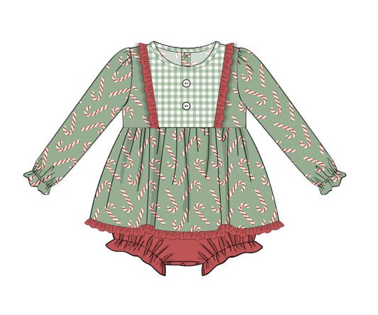 PREORDER 56: CHRISTMAS 2 - Christmas 2 Girls Only - Candy Cane Christmas Girl Skirted Bubble