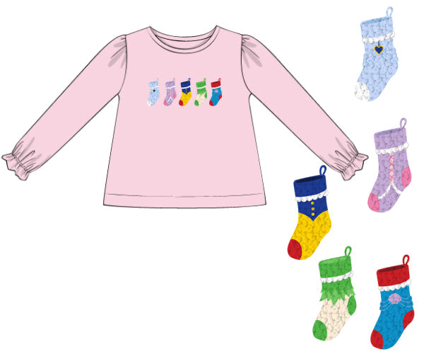 PREORDER 56: CHRISTMAS PT 2 - Christmas 2 Shirt Only - Princess Stockings Girl Shirt