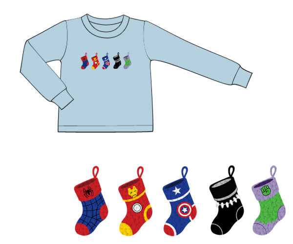 PREORDER 56: CHRISTMAS PT 2 - Christmas 2 Shirt Only - Hero Stockings Boy Shirt