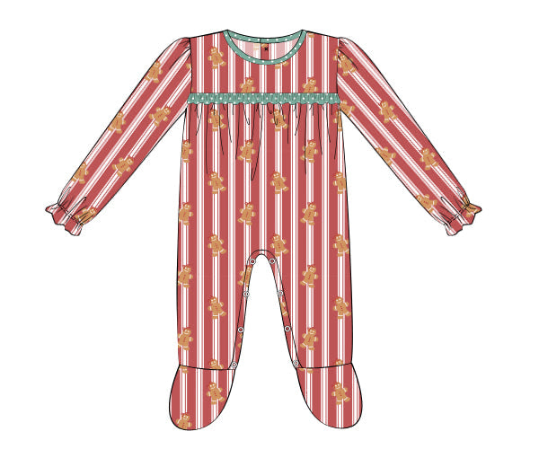 PREORDER 56: CHRISTMAS 2 - Gingerbread Stripes Loungewear Girl 1pc