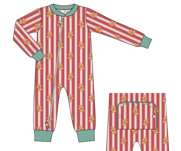 PREORDER 56: CHRISTMAS 2 - Gingerbread Stripes Loungewear Boy Zippy