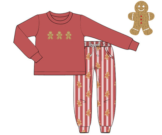 PREORDER 56: CHRISTMAS 2 - Gingerbread Stripes Boy Jogger Set