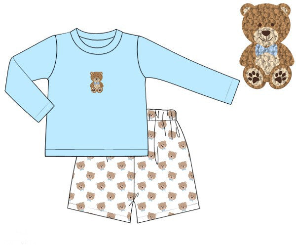 PREORDER 45: RERUNS - French Knot Teddy Bears Boy Short Set