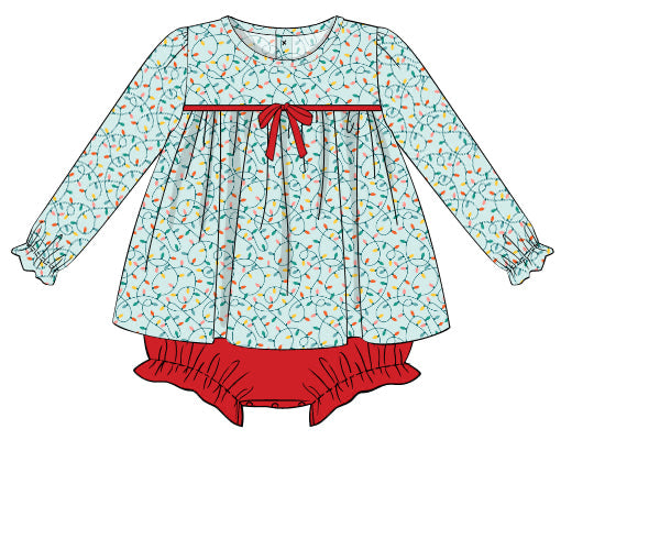 PREORDER 56: CHRISTMAS 2 - Merry Lights Girl Skirted Bubble