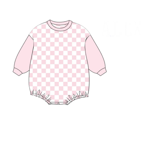 RTS - Winter Checkered Basics Girl Bubble - Pink