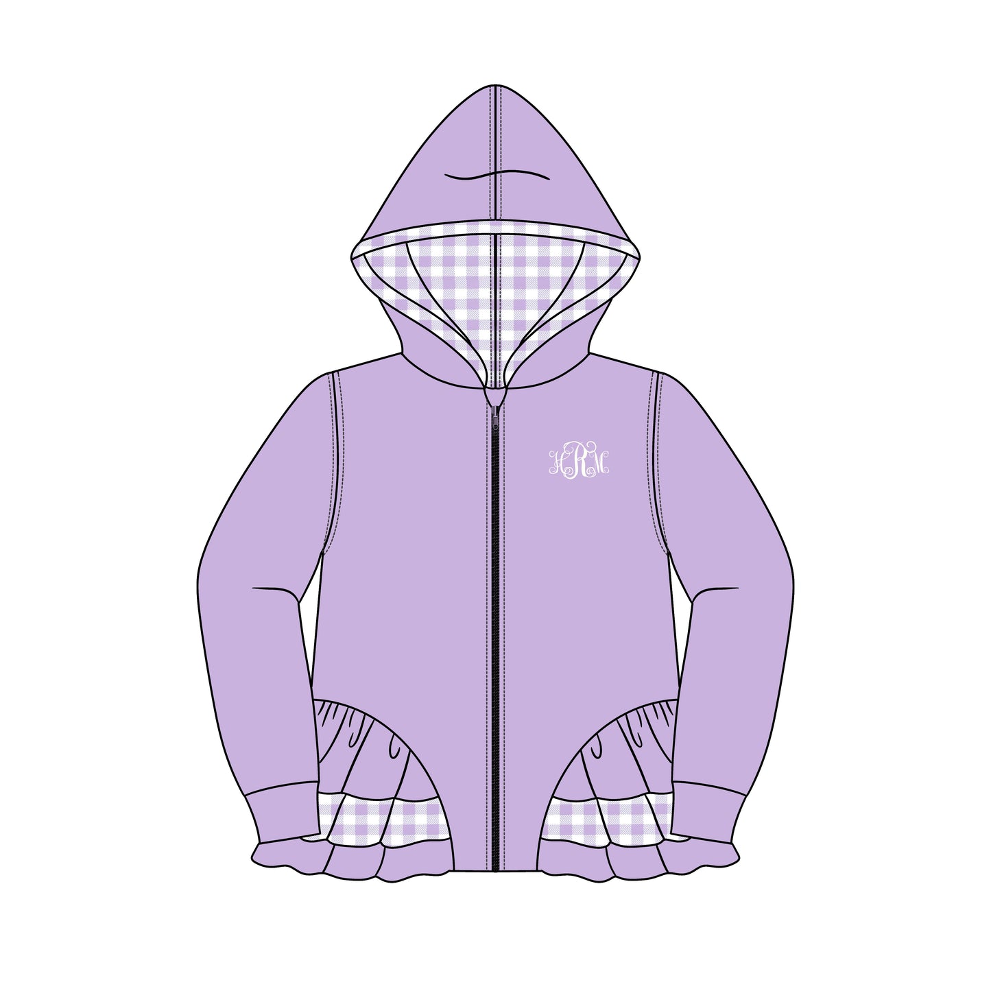 RTS - Winter Zip Up Jackets - Girl Purple Jacket - NO MONOGRAM