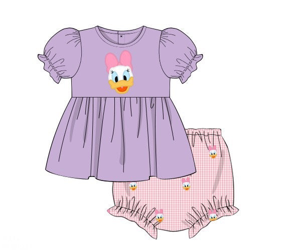 PREORDER 59: TTS - Applique Mouse & Duck Girl Diaper Set - Duck