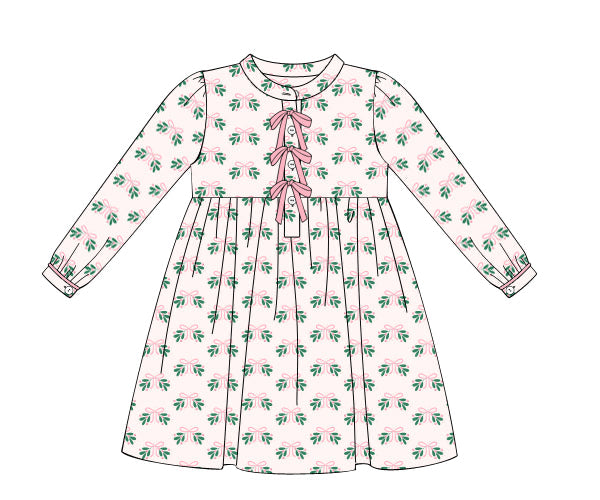 PREORDER 56: CHRISTMAS 2 - Christmas 2 Girls Only - Mistletoes & Bows Girl Dress