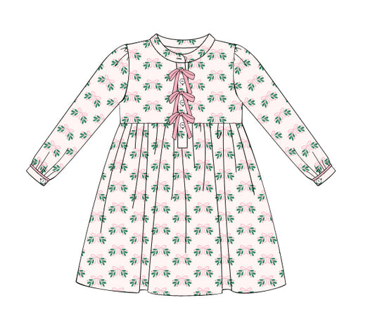 PREORDER 56: CHRISTMAS 2 - Christmas 2 Girls Only - Mistletoes & Bows Girl Dress