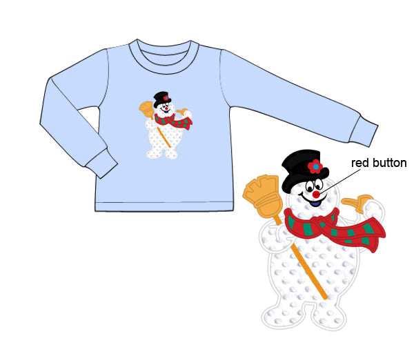 PREORDER 56: CHRISTMAS PT 2 - Christmas 2 Shirt Only - Button Nose Snowman Boy Shirt