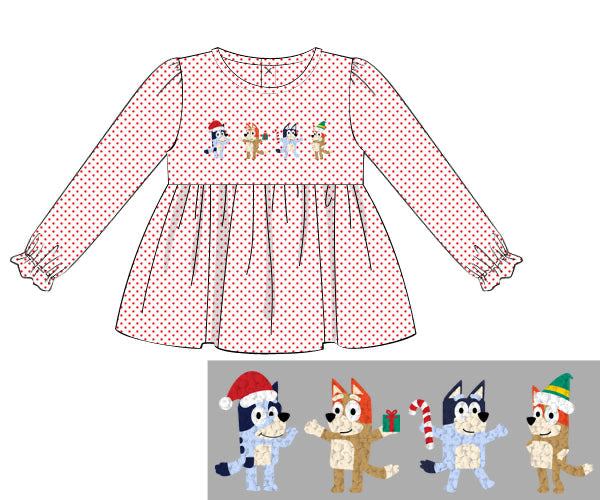 PREORDER 56: CHRISTMAS PT 2 - Christmas 2 Shirt Only - Blue Dog Christmas Girl Shirt