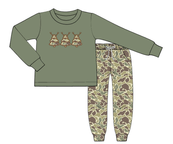 PREORDER 56: CHRISTMAS PT 2 - Christmas 2 Boys Only - Reindeer Camo Trees Boy Jogger Set