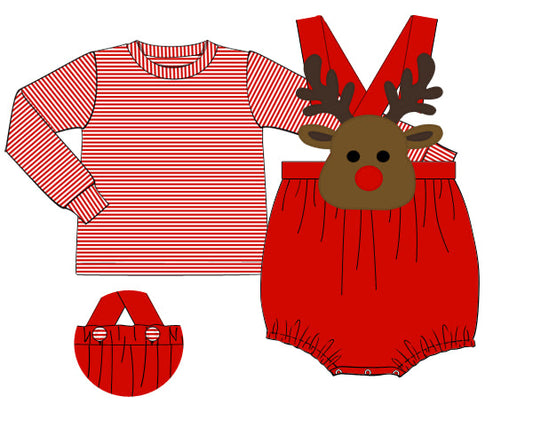 RTS - Applique Reindeer Boy Bubble