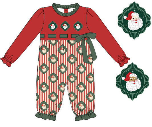 PREORDER 56: CHRISTMAS 2 - Vintage Striped Santas Girl Longall