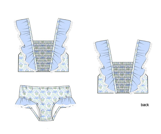 PREORDER 46: SPRING 1 - Mom & Me Hydrangeas Girl 2pc Swim