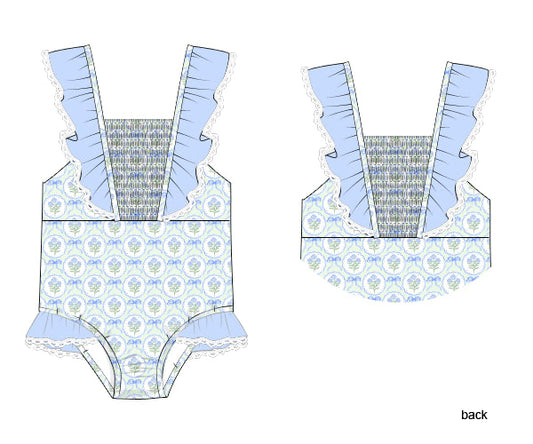PREORDER 46: SPRING 1 - Mom & Me Hydrangeas Girl 1pc Swim