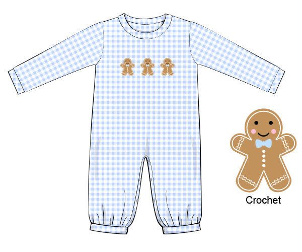 RTS - Crochet Gingham Gingerbread Boy Longall