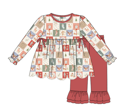 PREORDER 56: CHRISTMAS PT 2 - Threads of Christmas Patchwork Girl Pant Set