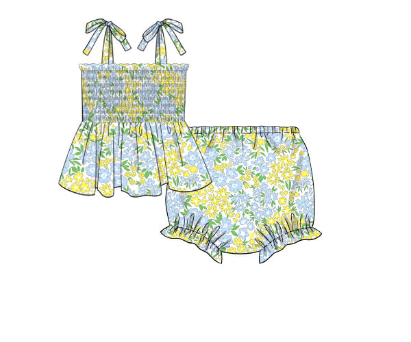 PREORDER 46: SPRING 1 - Small Garden Blooms Girl Diaper Set