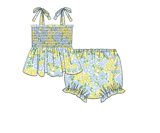 PREORDER 46: SPRING 1 - Small Garden Blooms Girl Diaper Set