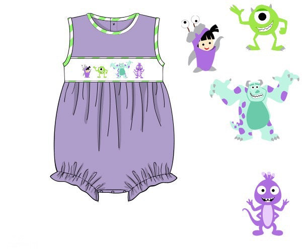 PREORDER 45: RERUNS - Smocked Monsters Girl Bubble