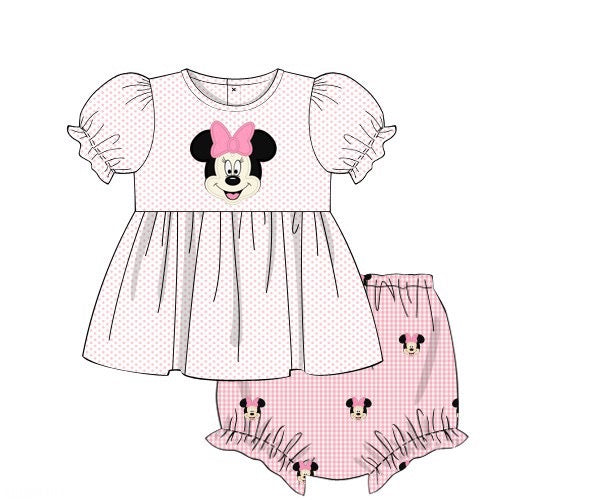 PREORDER 45: RERUNS - Applique Mouse Girl Diaper Set