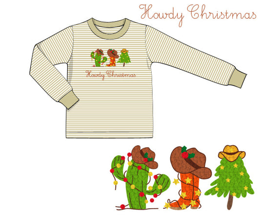RTS - Christmas Shirt Only - Howdy Christmas Boy Shirt