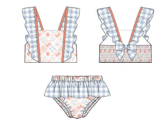 PREORDER 46: SPRING 1 - Elli’s Berry Patchwork Girl 2pc Swim