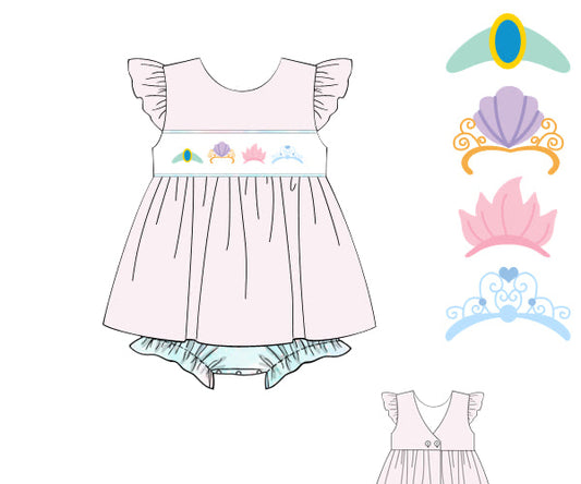 PREORDER 46: SPRING 1 - Spring 1 Girls Only - Princess Crowns Girl Skirted Bubble
