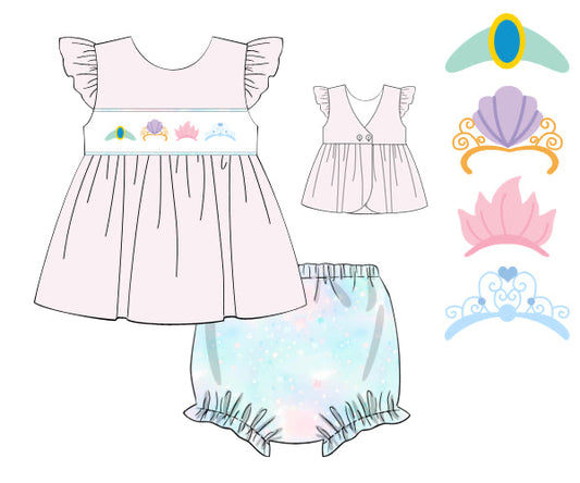PREORDER 46: SPRING 1 - Spring 1 Girls Only - Princess Crowns Girl Diaper Set
