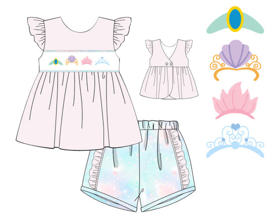 PREORDER 46: SPRING 1 - Spring 1 Girls Only - Princess Crowns Girl Shortie Set