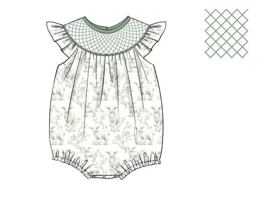 PREORDER 46: SPRING 1 - Little Lamb Toile Girl Bubble