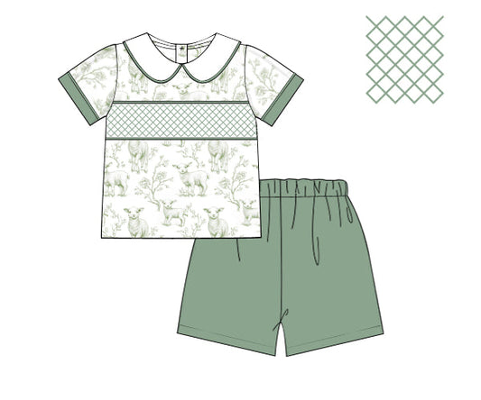 PREORDER 46: SPRING 1 - Little Lamb Toile Boy Short Set