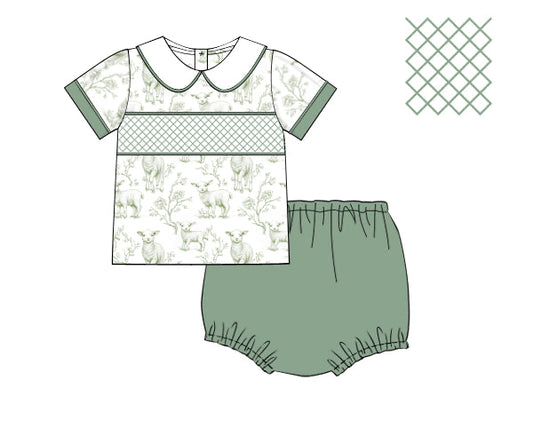 PREORDER 46: SPRING 1 - Little Lamb Toile Boy Diaper Set