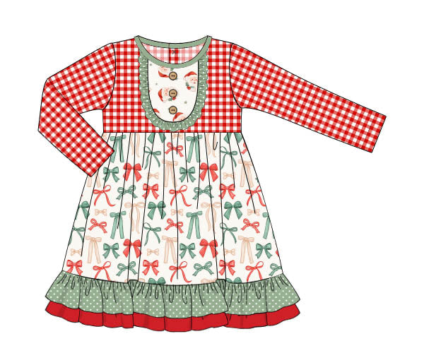PREORDER 56: CHRISTMAS 2 - Christmas 2 Girls Only - Holly Jolly Bows Girl Dress