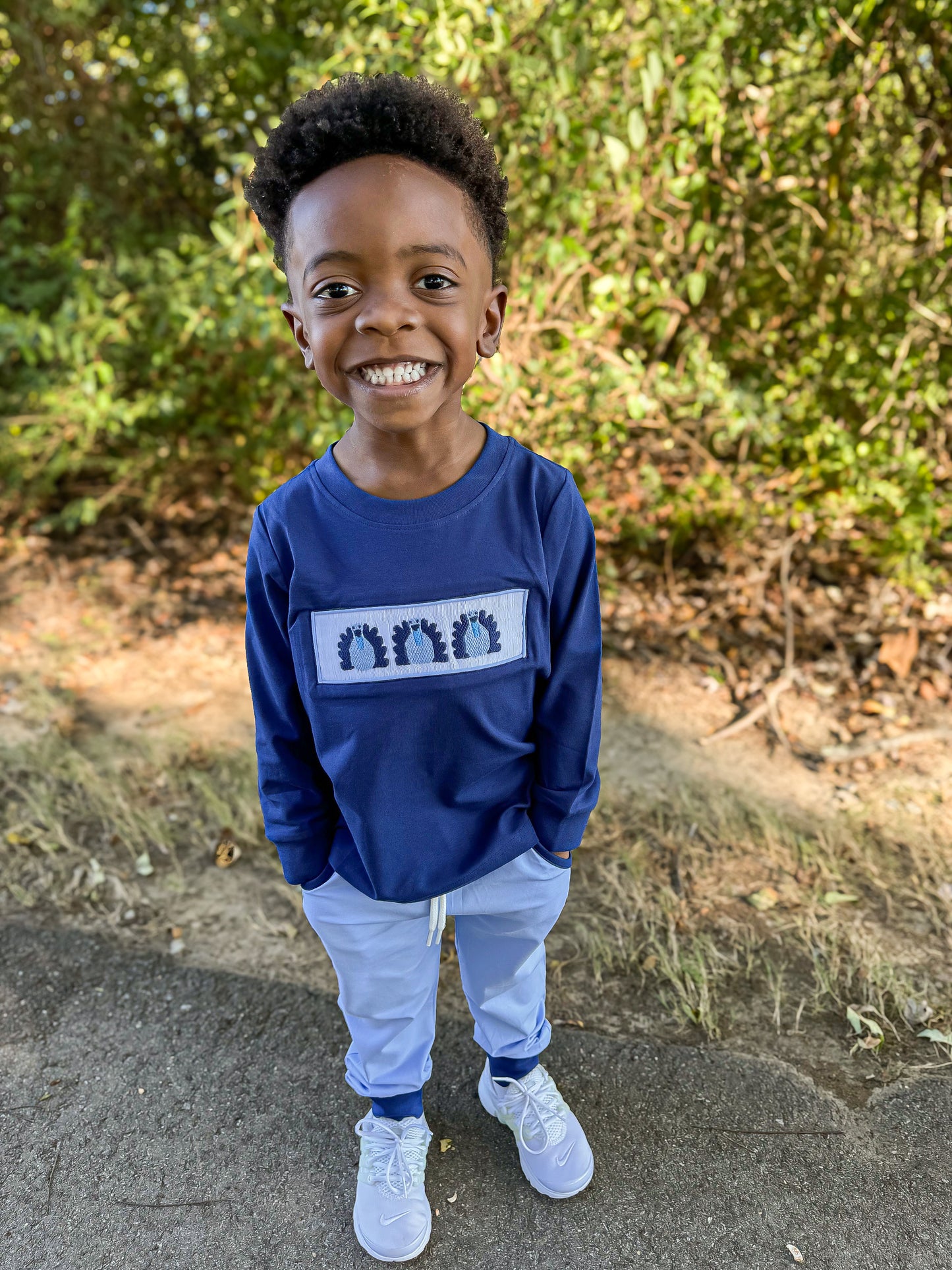 Pink & Blue Turkeys Boy Jogger Set