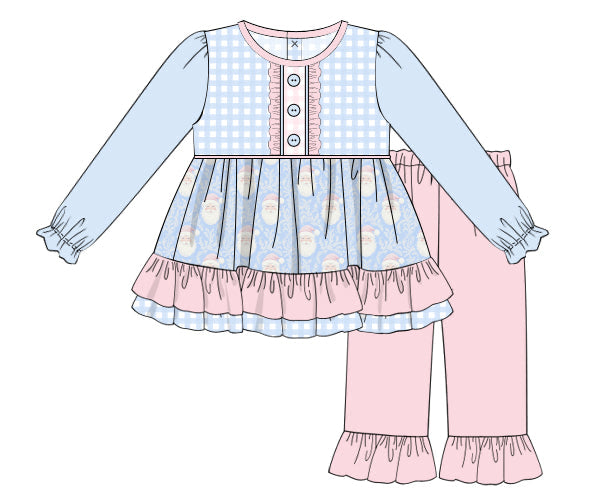 PREORDER 56: CHRISTMAS PT 2 - Christmas 2 Girls Only - Merry in Blue Girl Pant Set