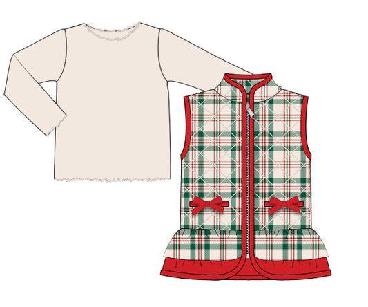 PREORDER 56: CHRISTMAS 2 - Christmas 2 Shirt Only - Holiday Plaid Girl Vest & Shirt