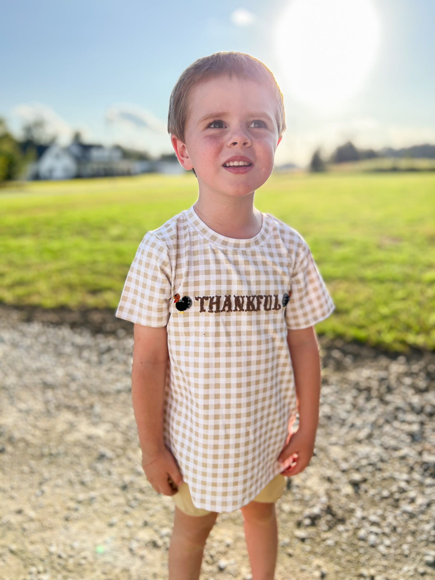 French Knot “Thankful” Boy Shirt