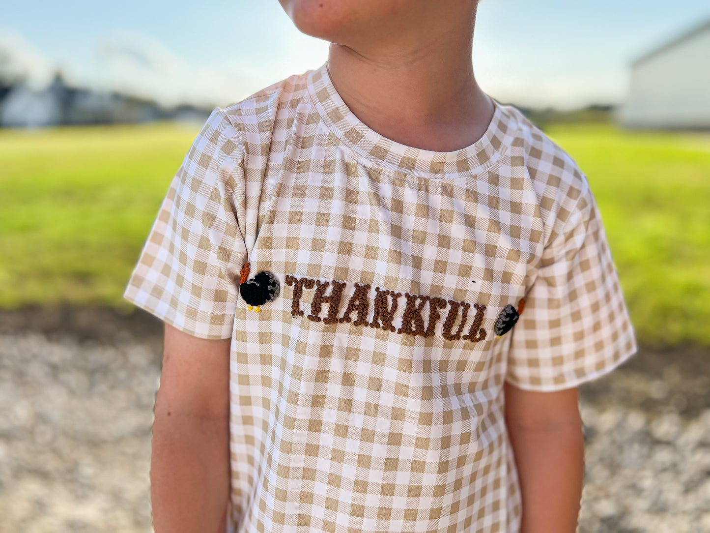 French Knot “Thankful” Boy Shirt