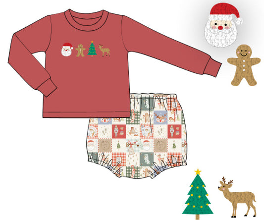 PREORDER 56: CHRISTMAS 2 - Threads of Christmas Patchwork Boy Diaper Set