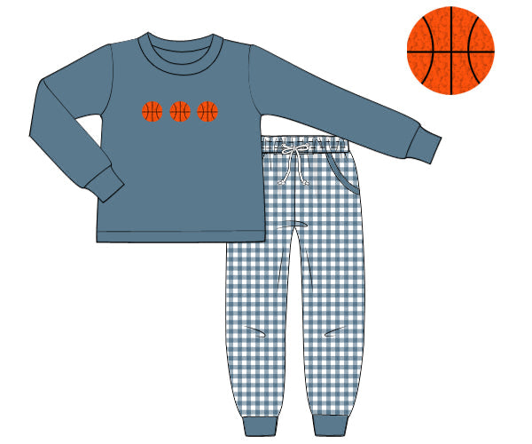 RTS - Winter Boys Only - French Knot Basketball Boy Jogger Set