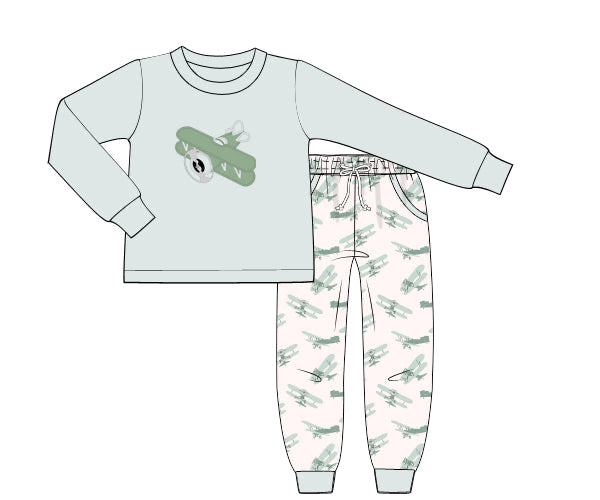 RTS - Winter Boys Only - Vintage Plane Boy Jogger Set