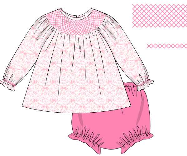 RTS - Winter Girls Only - Fancy Pink Bows Girl Diaper Set