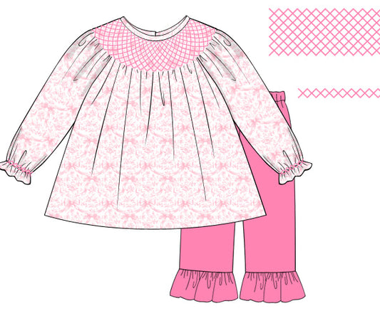 RTS - Winter Girls Only - Fancy Pink Bows Girl Pant Set