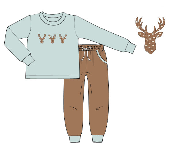 PREORDER 57: WINTER - Spotted Bucks & Bows Boy Jogger Set