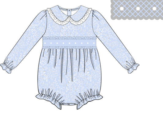 RTS - Blue Winter Pearls Girl Bubble