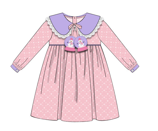 PREORDER 57: WINTER - Winter Girls Only - Snowman Snow Globe Girl Dress